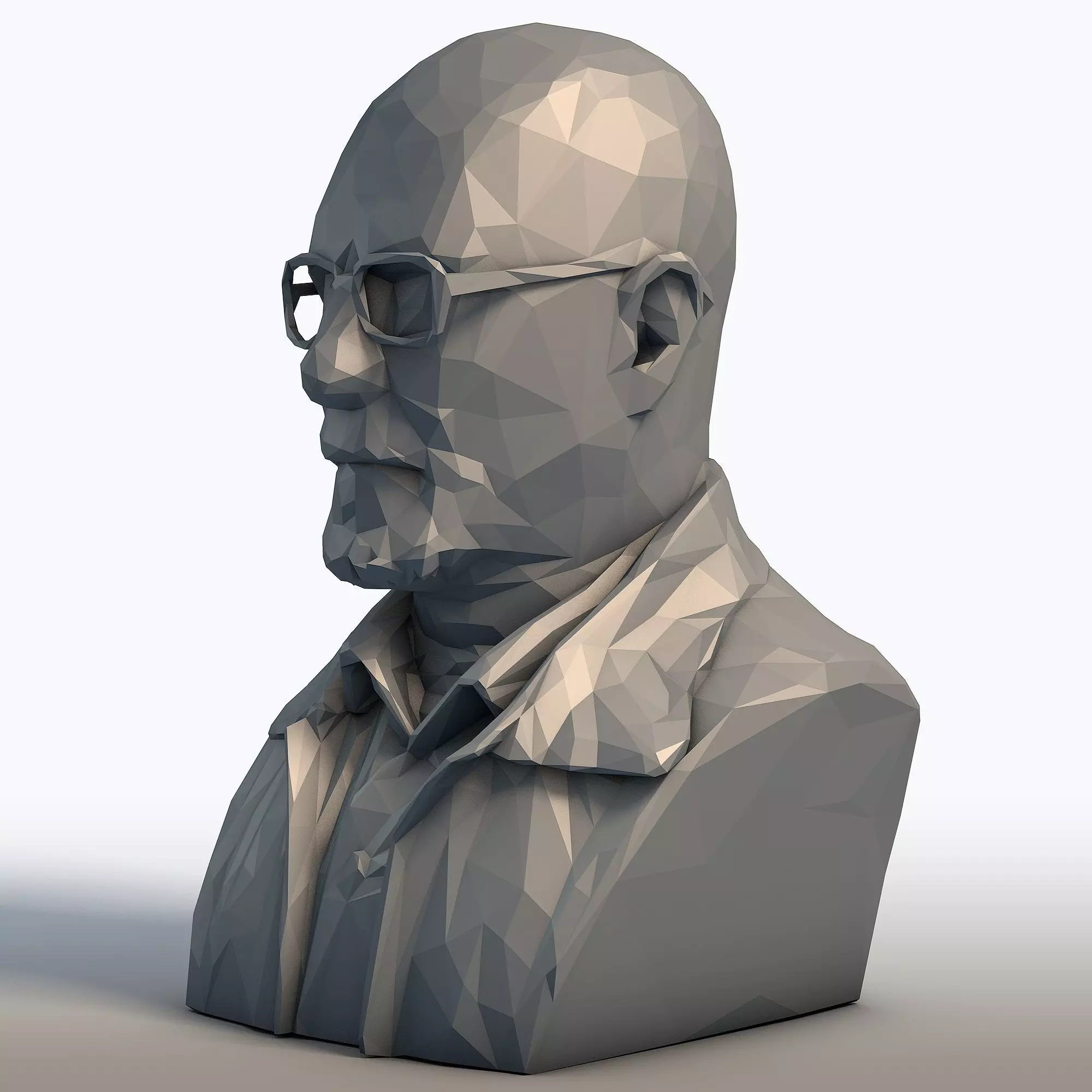 Walter White Bust Breaking Bad Heisenberg Low Poly Sculpture 3D print model_1