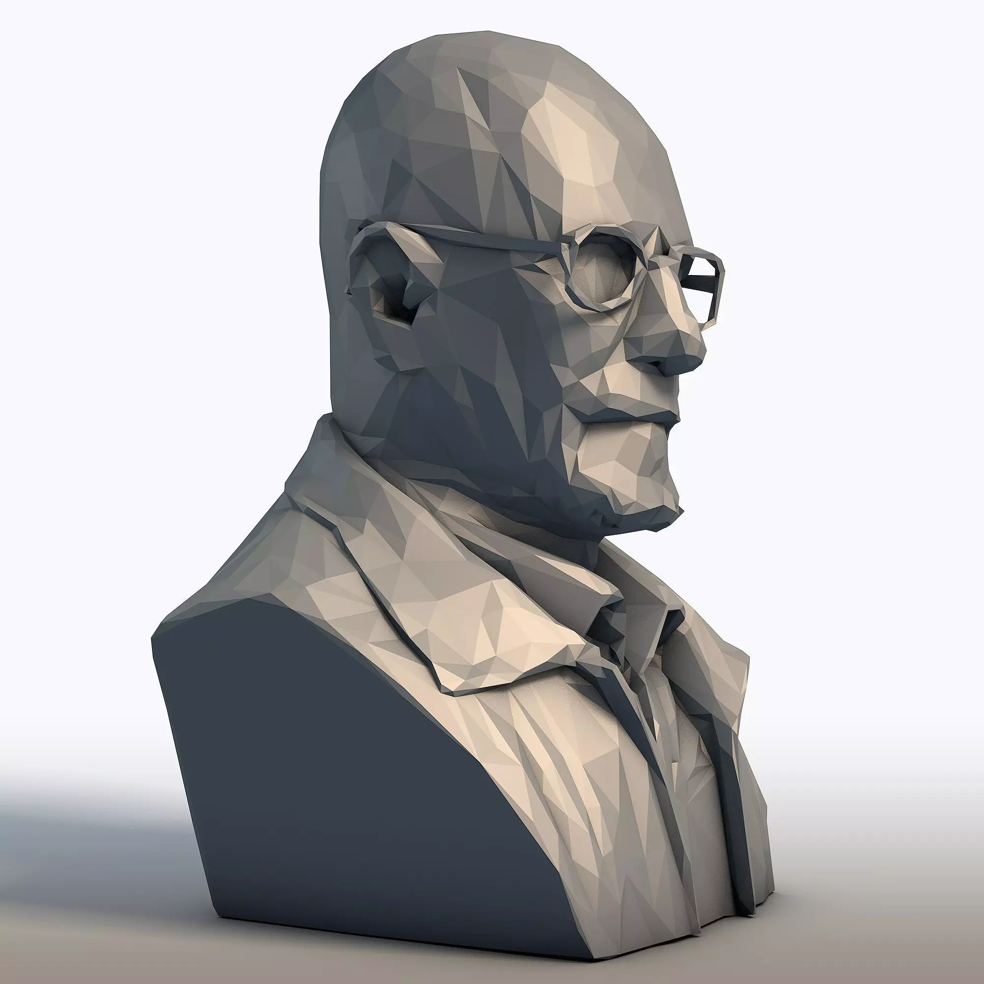 Walter White Bust Breaking Bad Heisenberg Low Poly Sculpture 3D print model_6