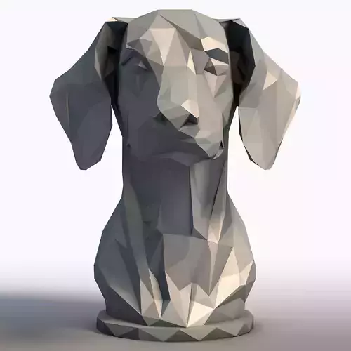 Low Poly Dachshund Head Bust Geometric Wiener Dog Sculpture