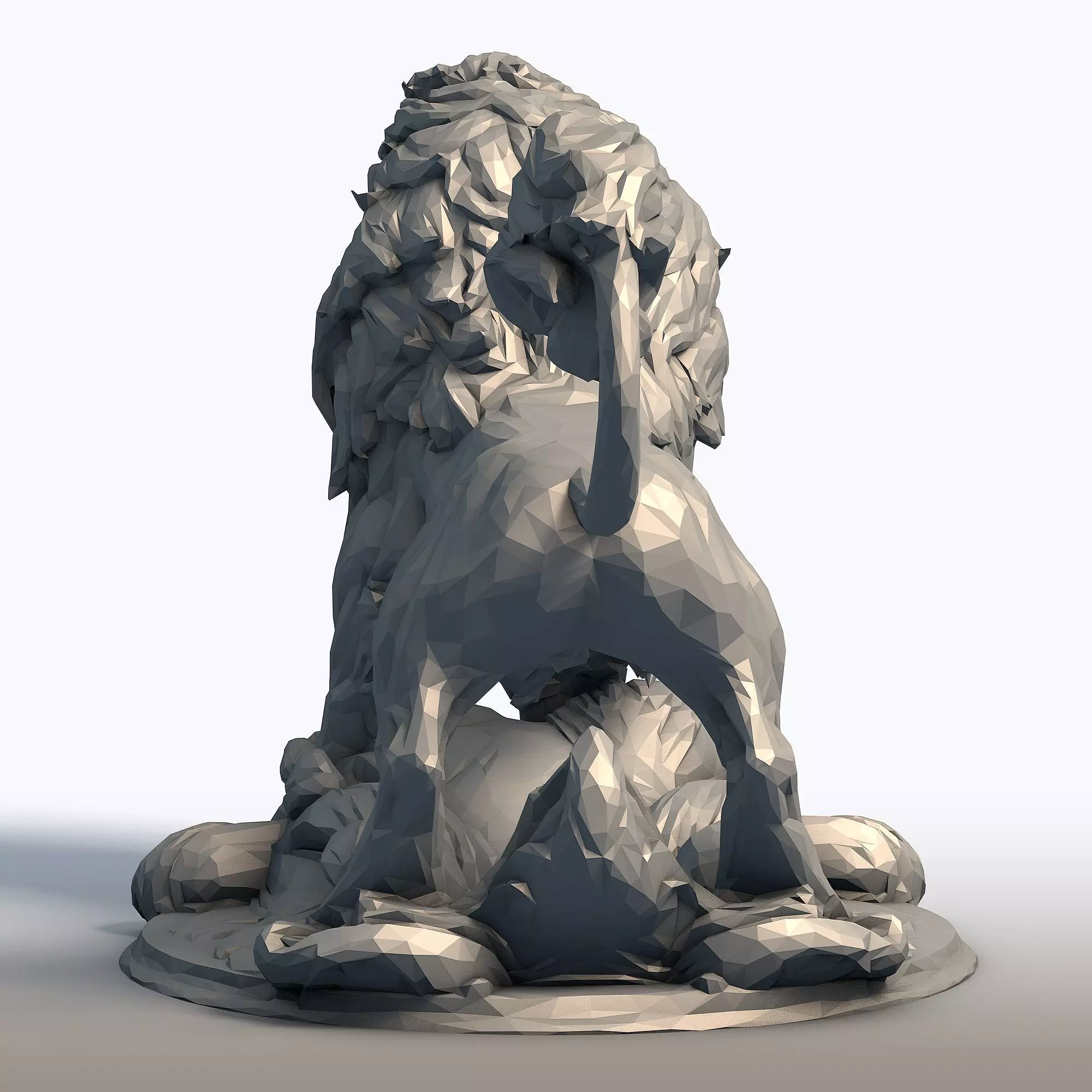 Hungry Lion Low Poly Sculpture Predatory Big Cat Model 3D print model_6