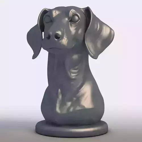 Dachshund Head Bust Sculpture Wiener Dog Portrait 