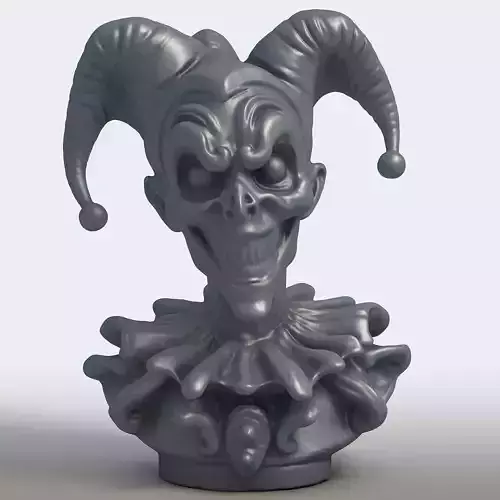 Creepy Jester Bust Halloween Clown Sculpture  3D print model