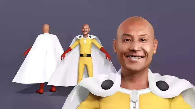 One Punch Man Saitama  Winter Swimming Pigeon Fusion Low-poly 3D model