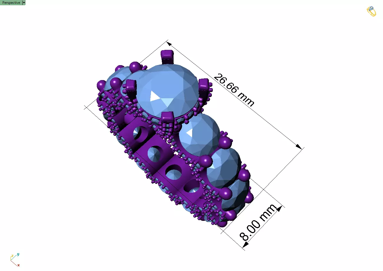 Custom Solitaire - Pointer Diamond Eternity Band - Wedding Ring 3D print model_4