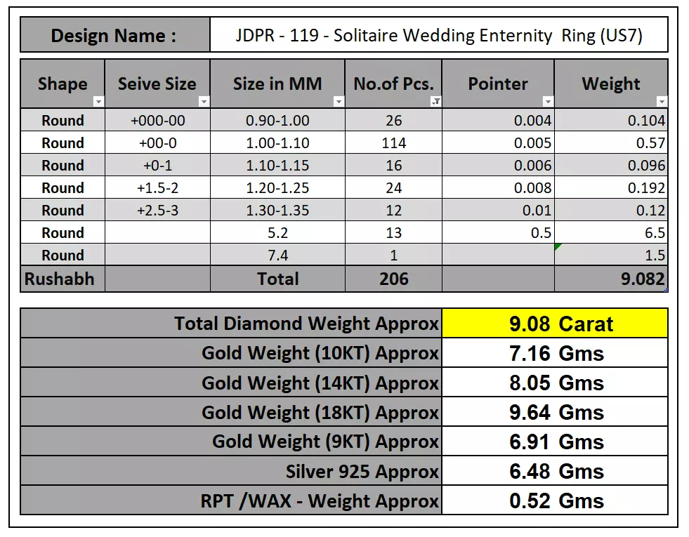 Custom Solitaire - Pointer Diamond Eternity Band - Wedding Ring 3D print model_17