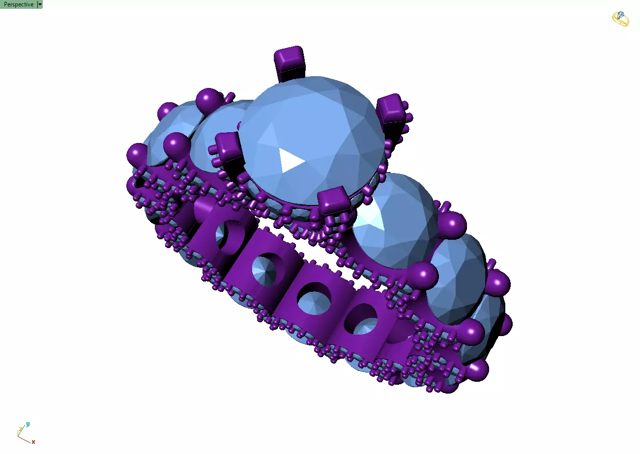 Custom Solitaire - Pointer Diamond Eternity Band - Wedding Ring 3D print model_10