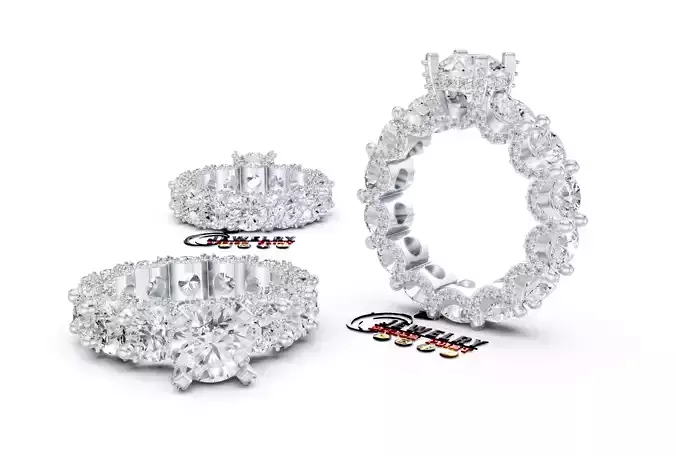 Custom Solitaire - Pointer Diamond Eternity Band - Wedding Ring