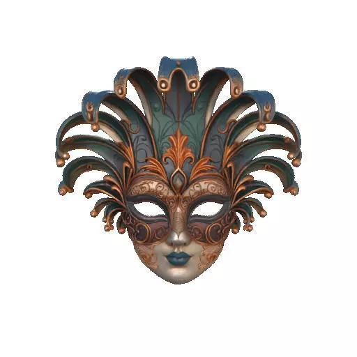 2467 Venetian Carnival Mask Color 3D Model 3D print model_7