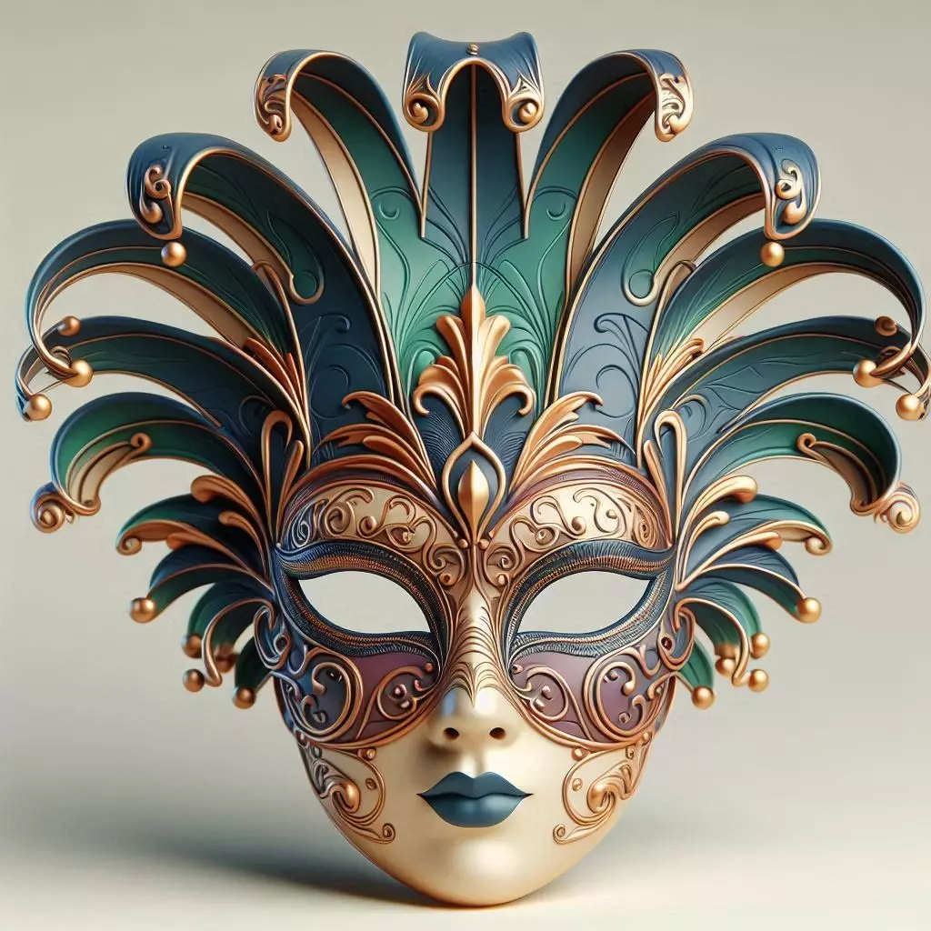 2467 Venetian Carnival Mask Color 3D Model 3D print model_3