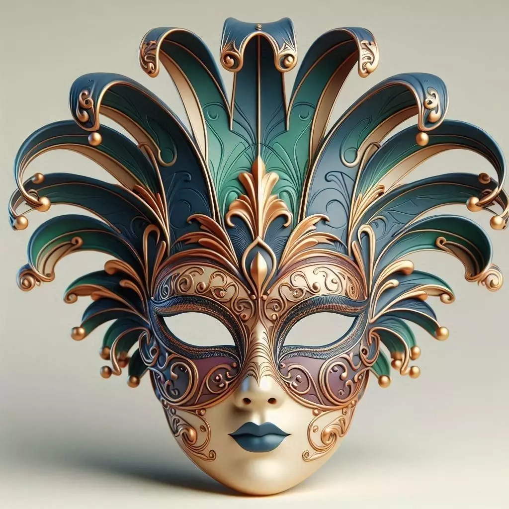 2467 Venetian Carnival Mask Color 3D Model 3D print model_5