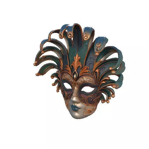 2467 Venetian Carnival Mask Color 3D Model 3D print model_34
