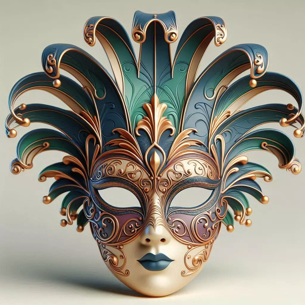 2467 Venetian Carnival Mask Color 3D Model 3D print model_1