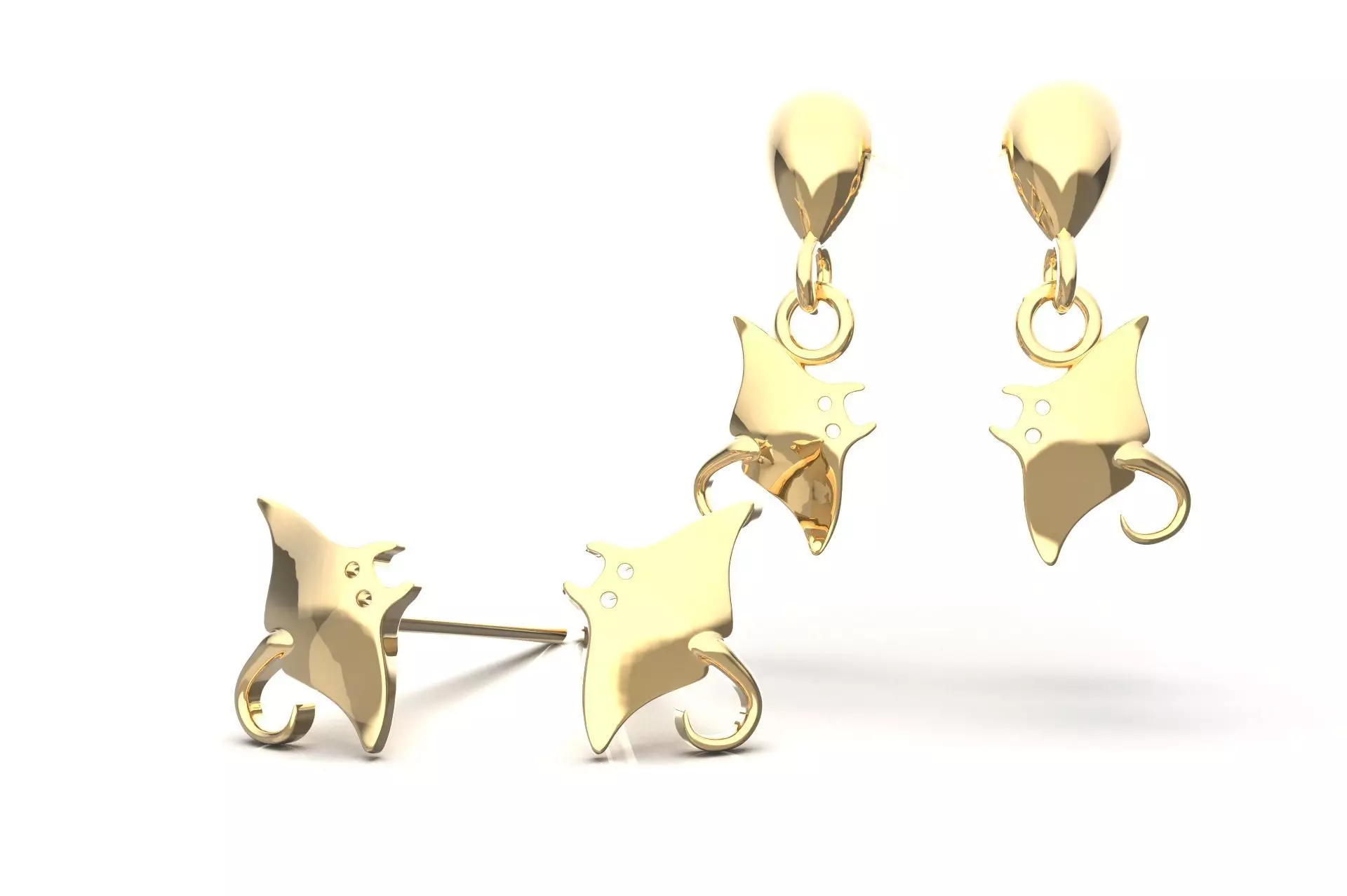 Oceanic Animal Stud and Dangling Earring Pack - Stingray 3D print model