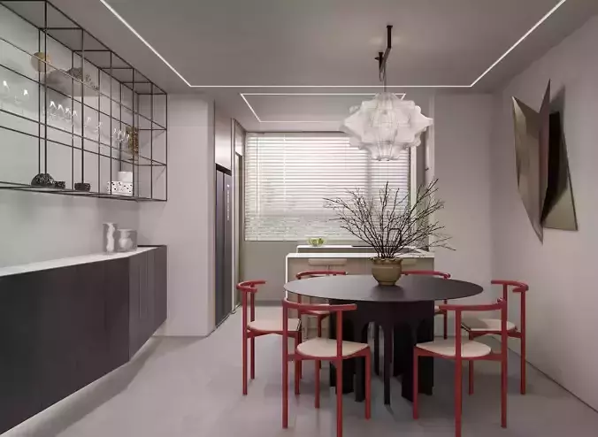 Modern living room dining room interior scenes 506