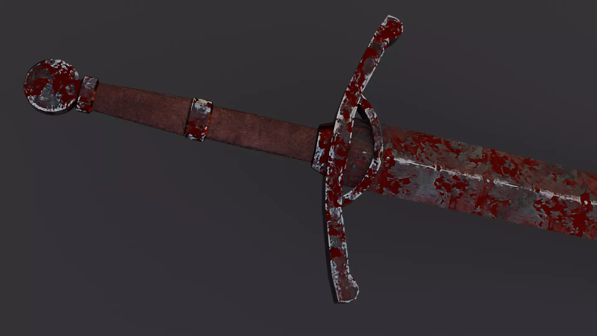 Dark Wound Sword Blood-Stained Medieval Fantasy Game Ready  Low-poly 3D model_2