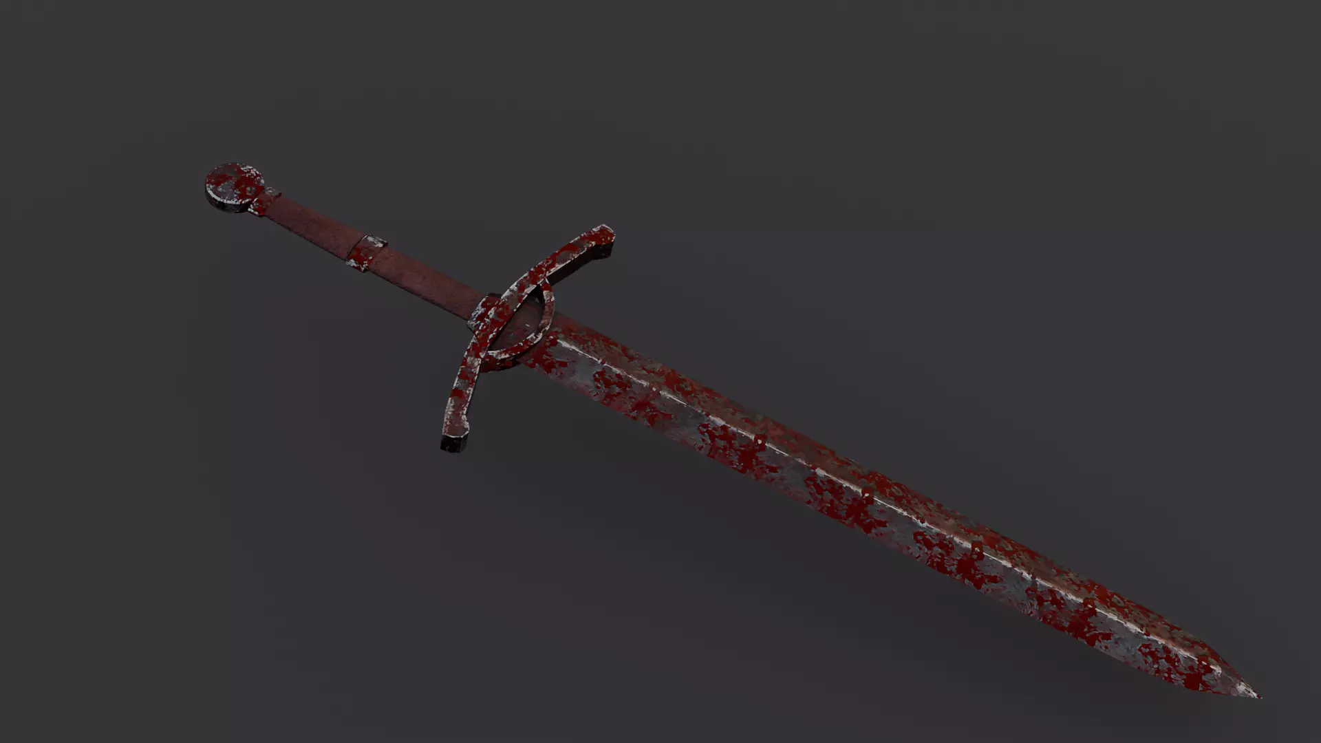 Dark Wound Sword Blood-Stained Medieval Fantasy Game Ready  Low-poly 3D model_0