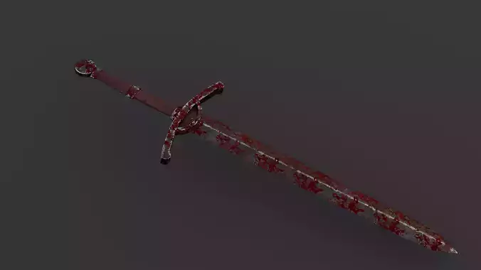 Dark Wound Sword Blood-Stained Medieval Fantasy Game Ready  Low-poly 3D model