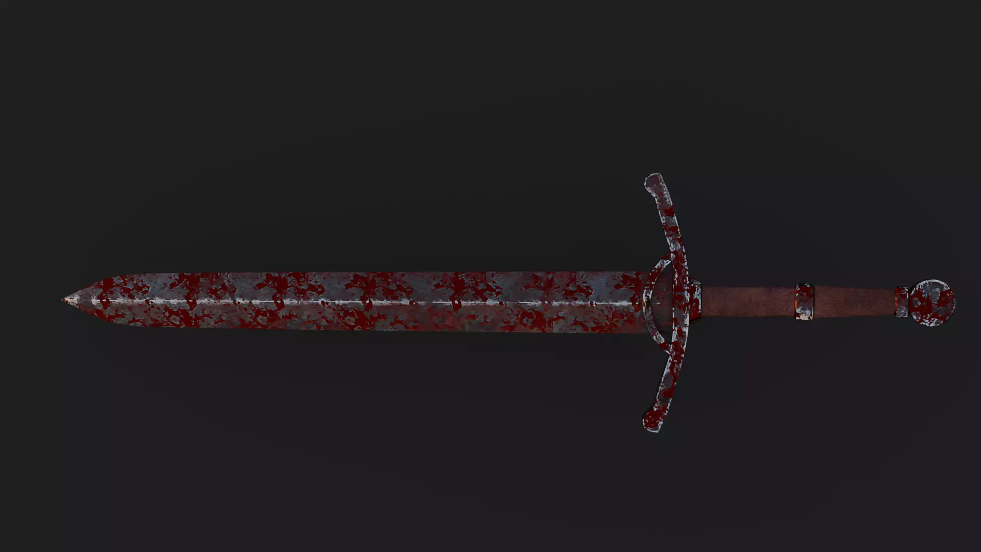 Dark Wound Sword Blood-Stained Medieval Fantasy Game Ready  Low-poly 3D model_7
