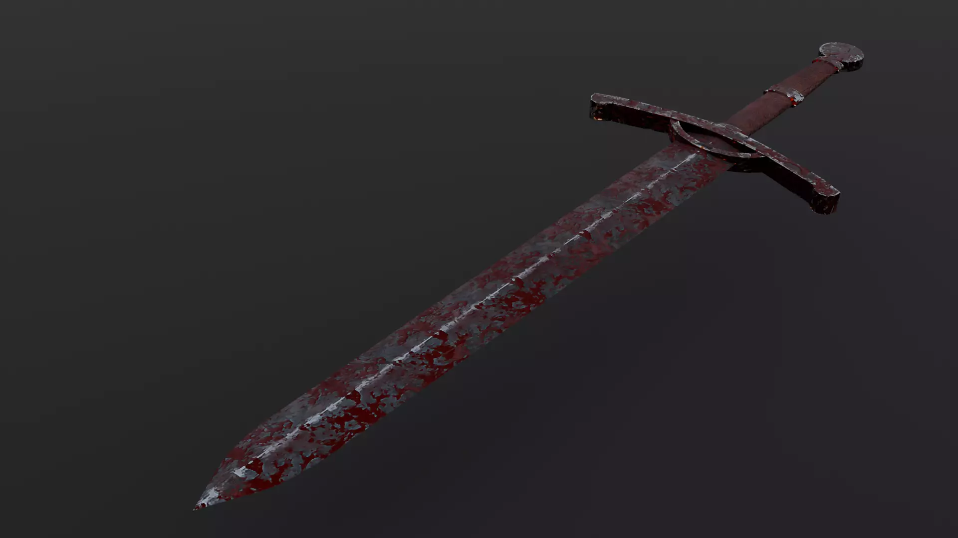 Dark Wound Sword Blood-Stained Medieval Fantasy Game Ready  Low-poly 3D model_5