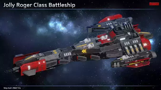 Spaceship Jolly Roger Pirate Battleship Low-poly 3D model
