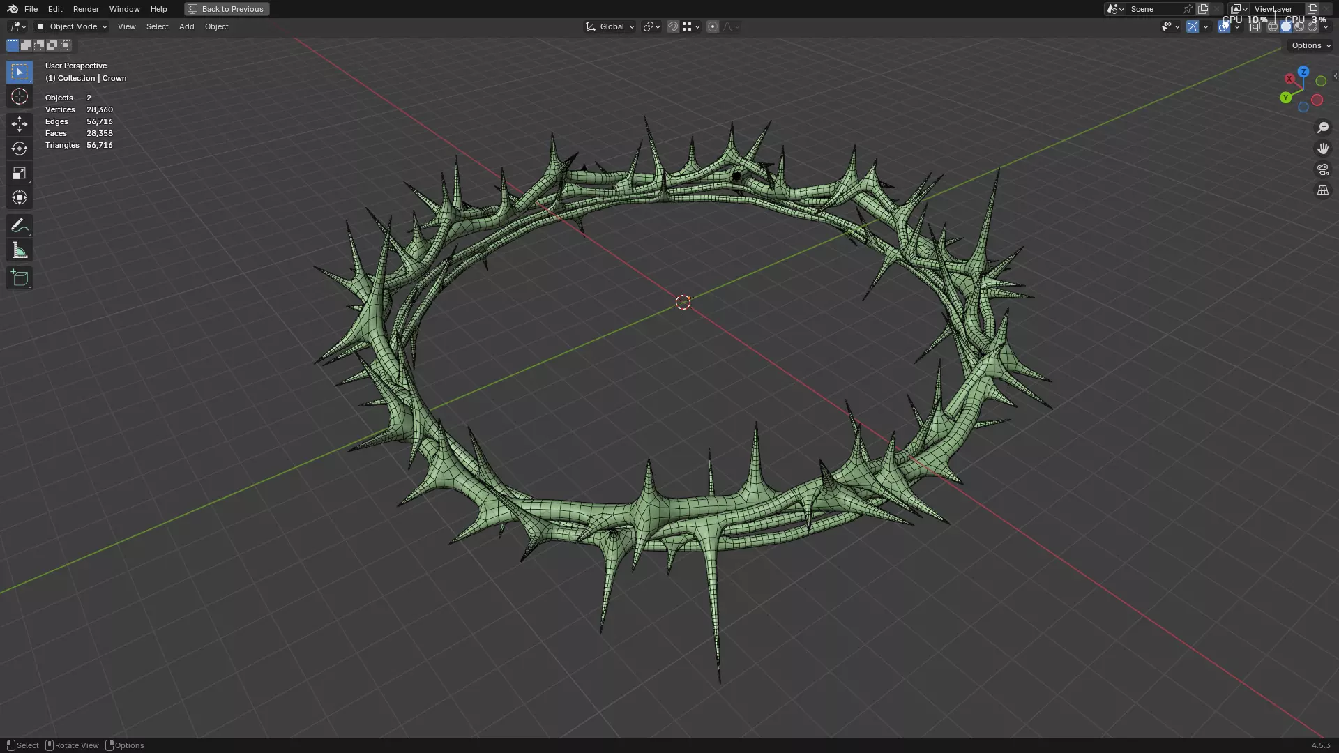 Gold Crown of Thorns PBR 3D model_36