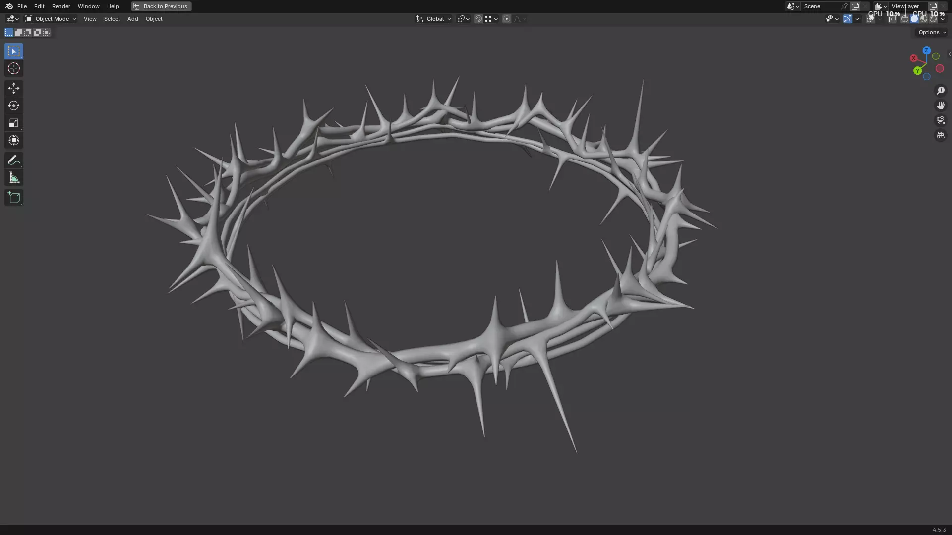 Gold Crown of Thorns PBR 3D model_13