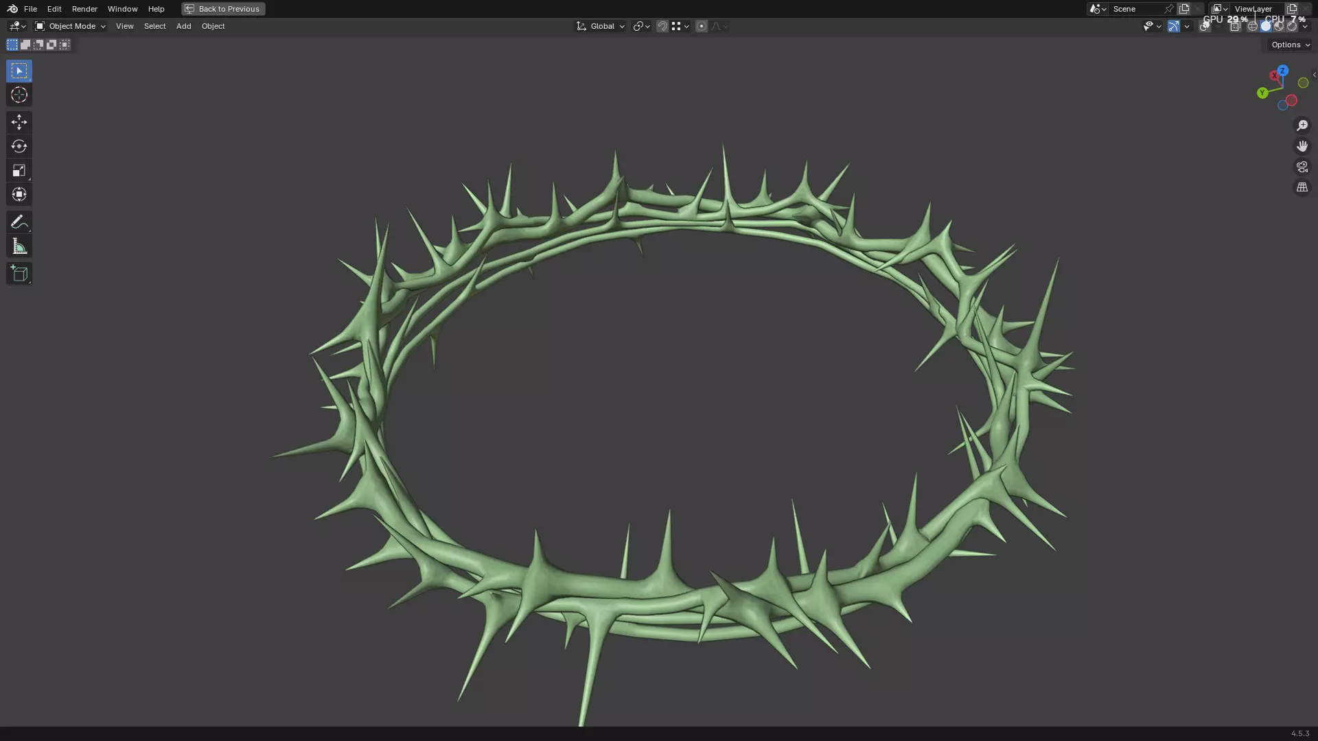 Gold Crown of Thorns PBR 3D model_34