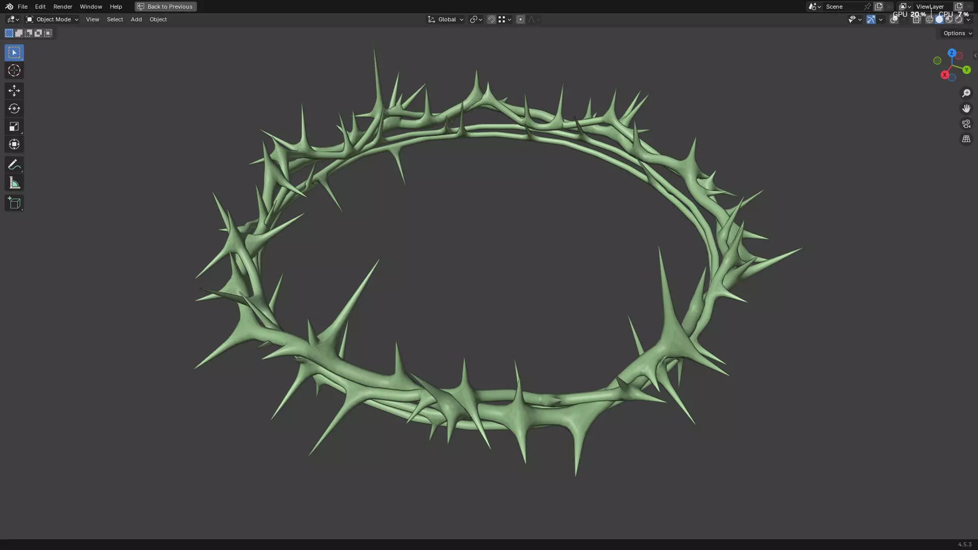 Gold Crown of Thorns PBR 3D model_23