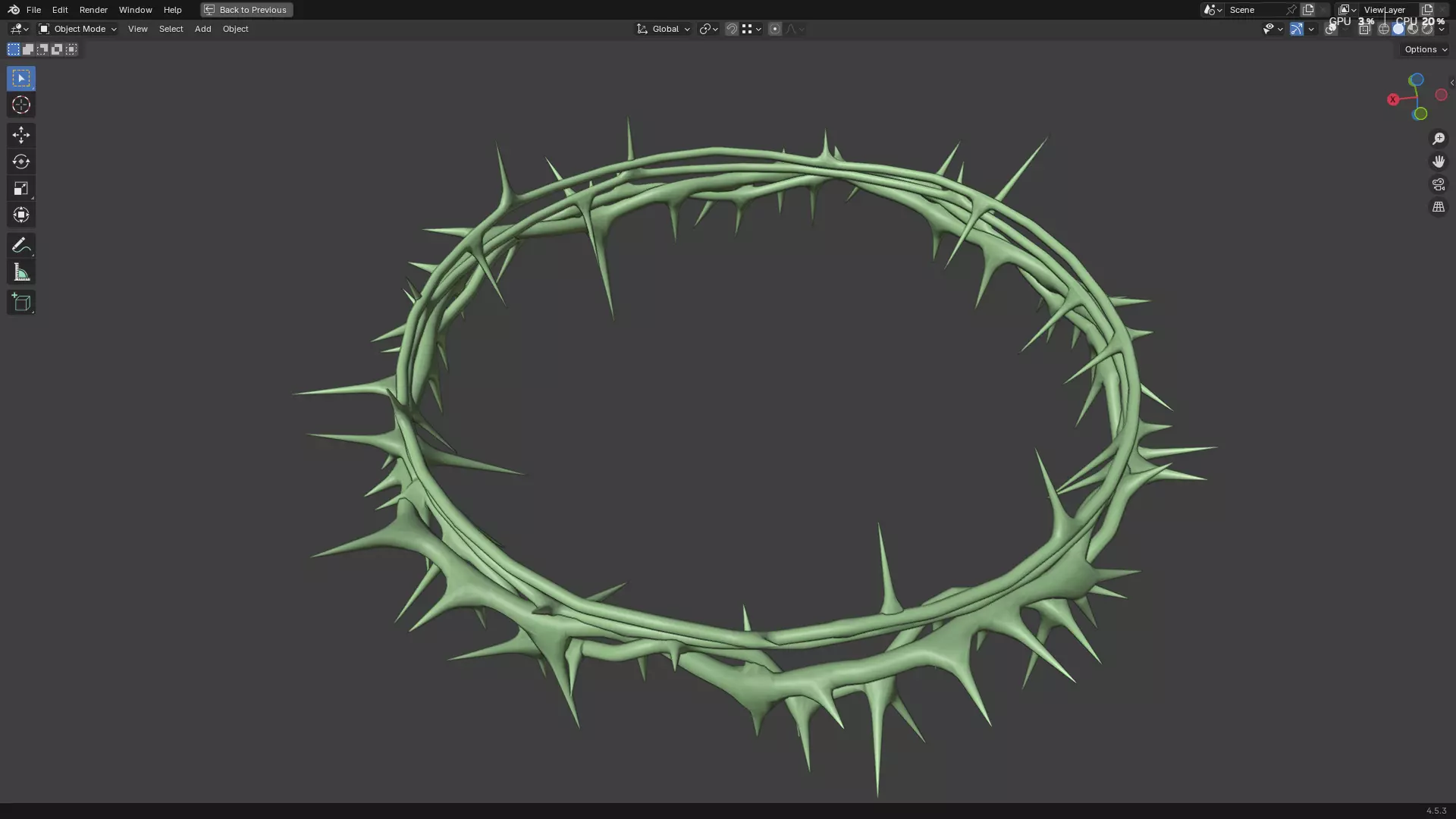 Gold Crown of Thorns PBR 3D model_29