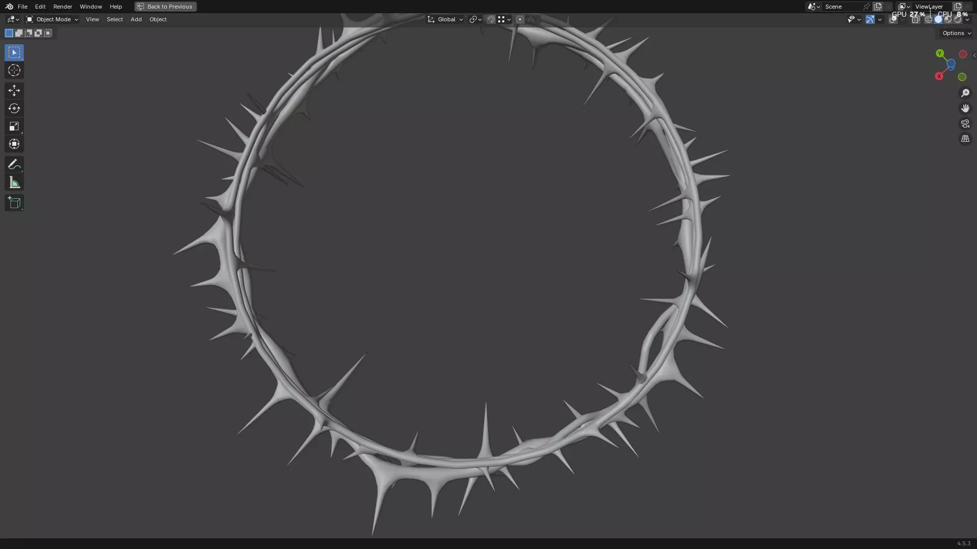 Gold Crown of Thorns PBR 3D model_16