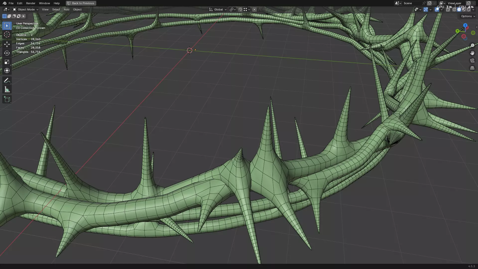 Gold Crown of Thorns PBR 3D model_50