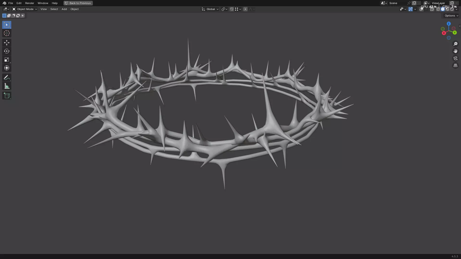 Gold Crown of Thorns PBR 3D model_12