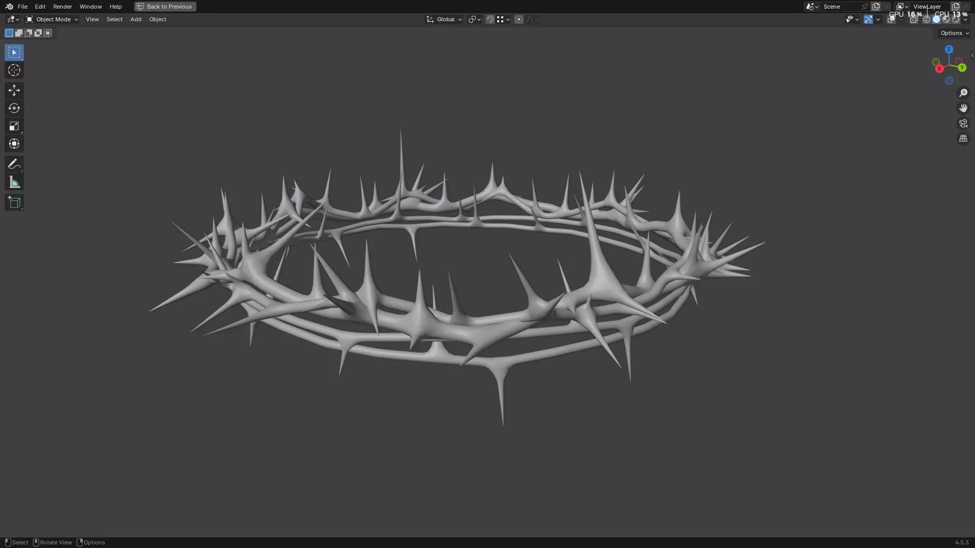Gold Crown of Thorns PBR 3D model_17