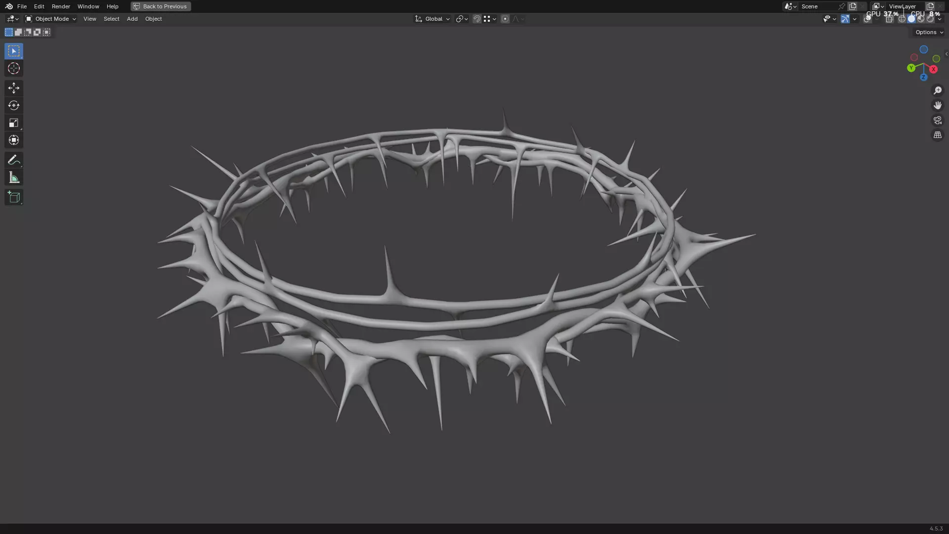 Gold Crown of Thorns PBR 3D model_15