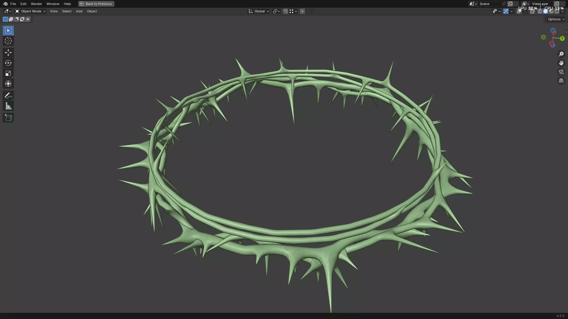 Gold Crown of Thorns PBR 3D model_28