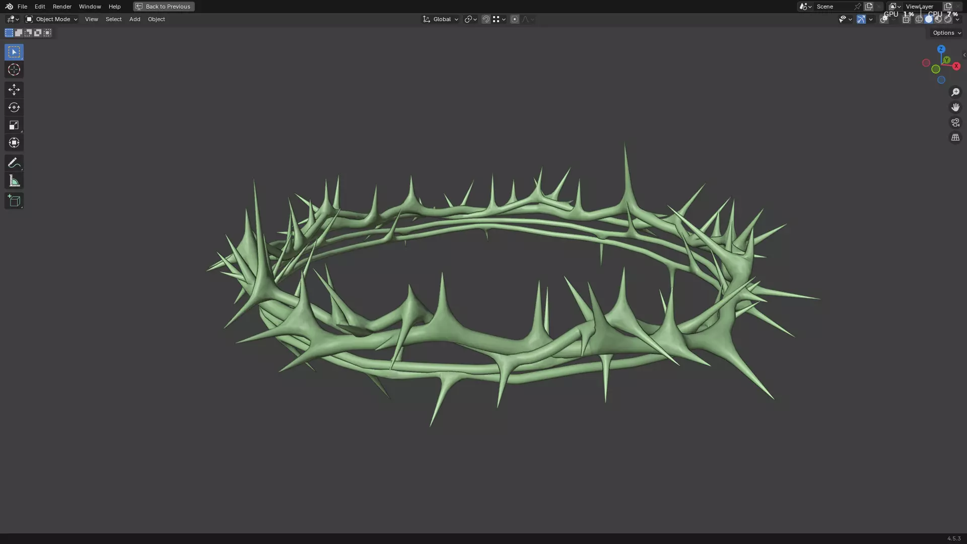 Gold Crown of Thorns PBR 3D model_32