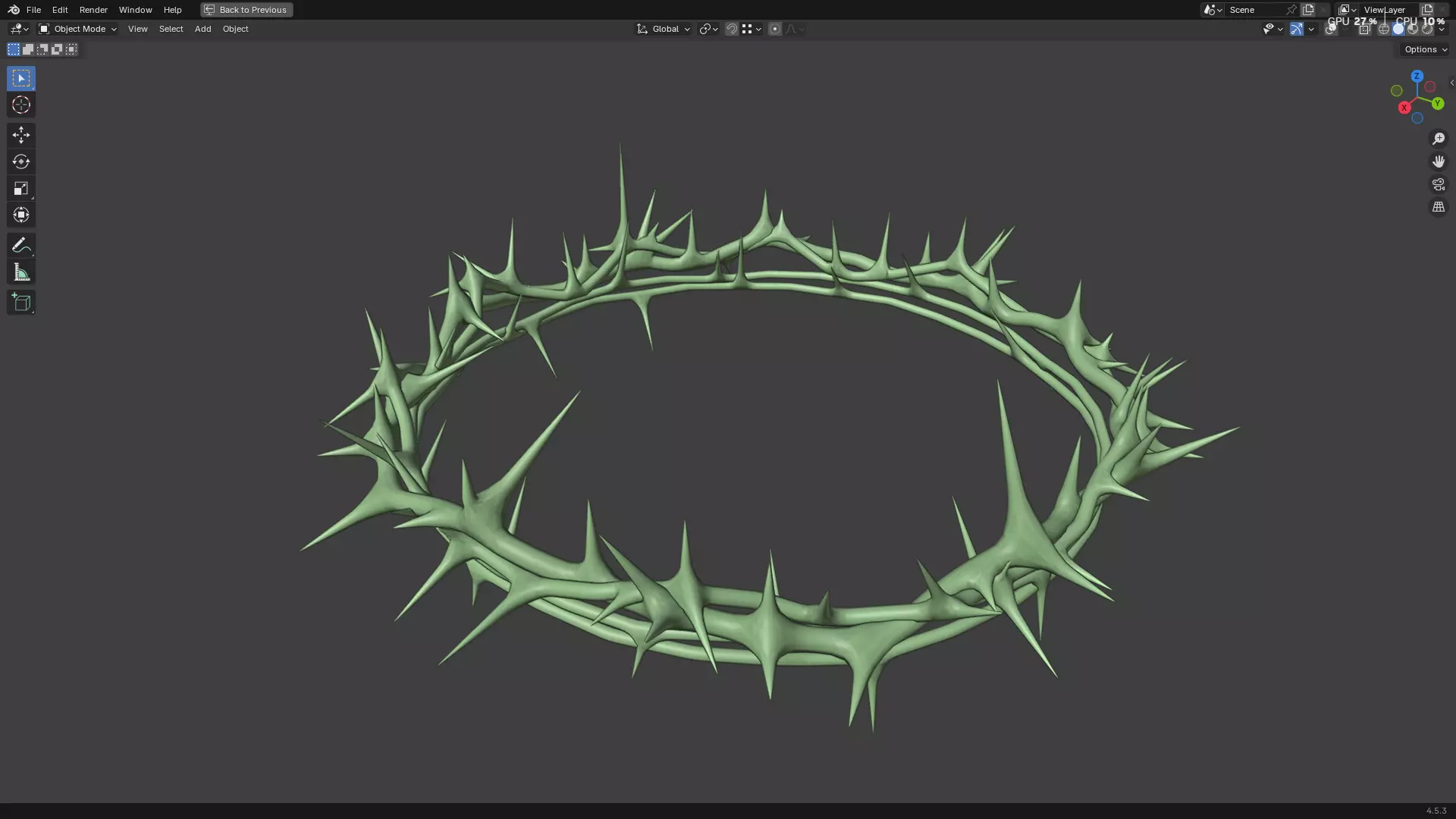 Gold Crown of Thorns PBR 3D model_33