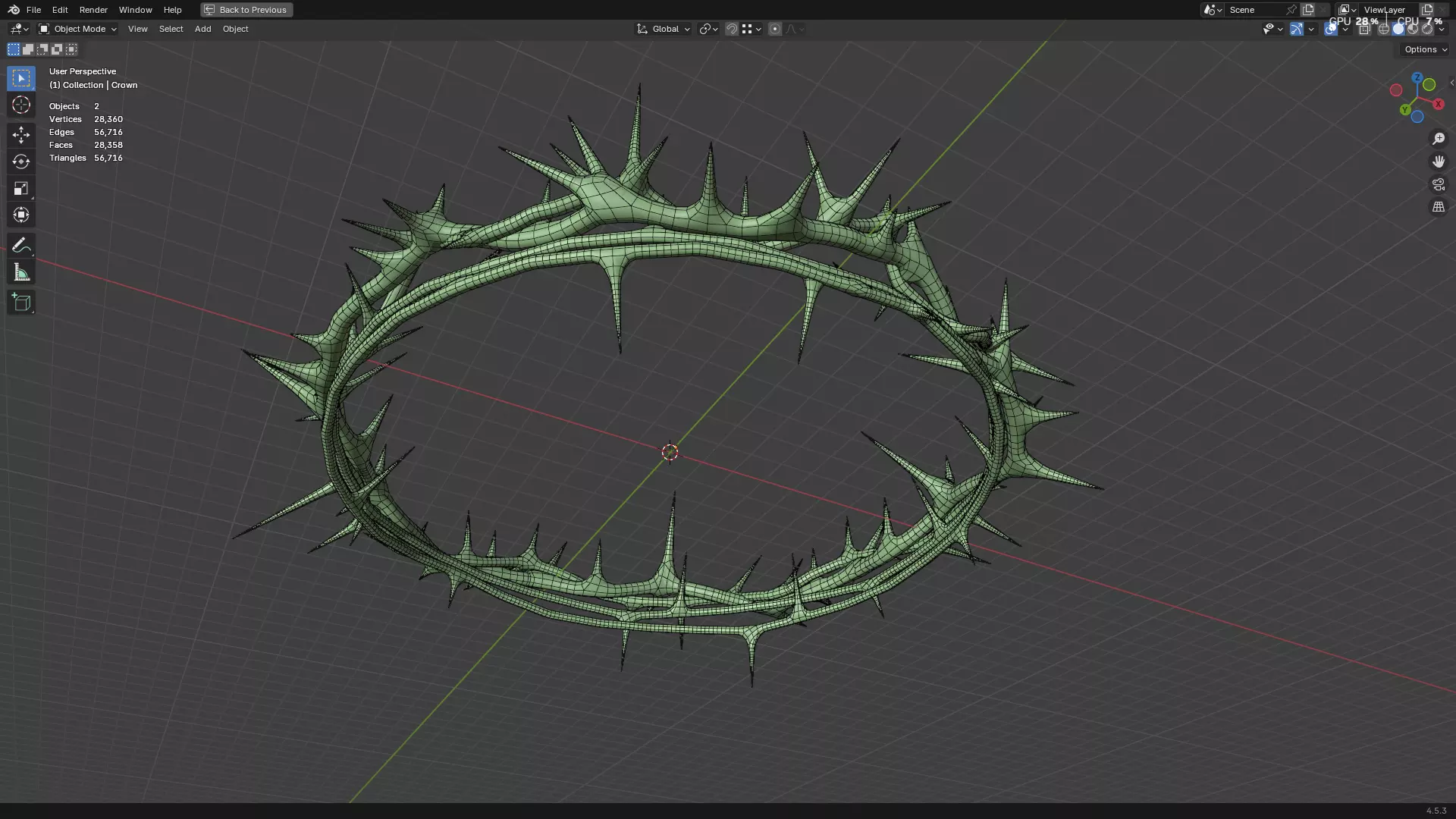 Gold Crown of Thorns PBR 3D model_40