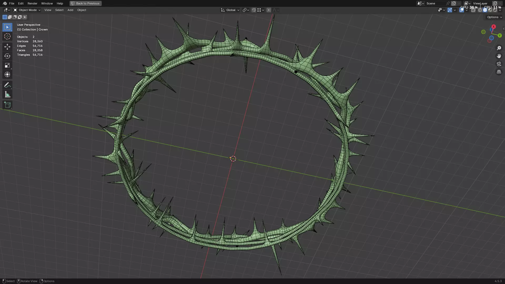 Gold Crown of Thorns PBR 3D model_41