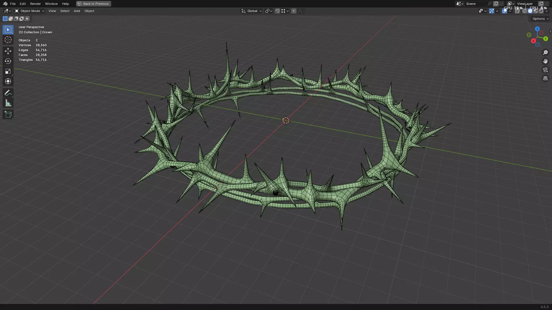 Gold Crown of Thorns PBR 3D model_35