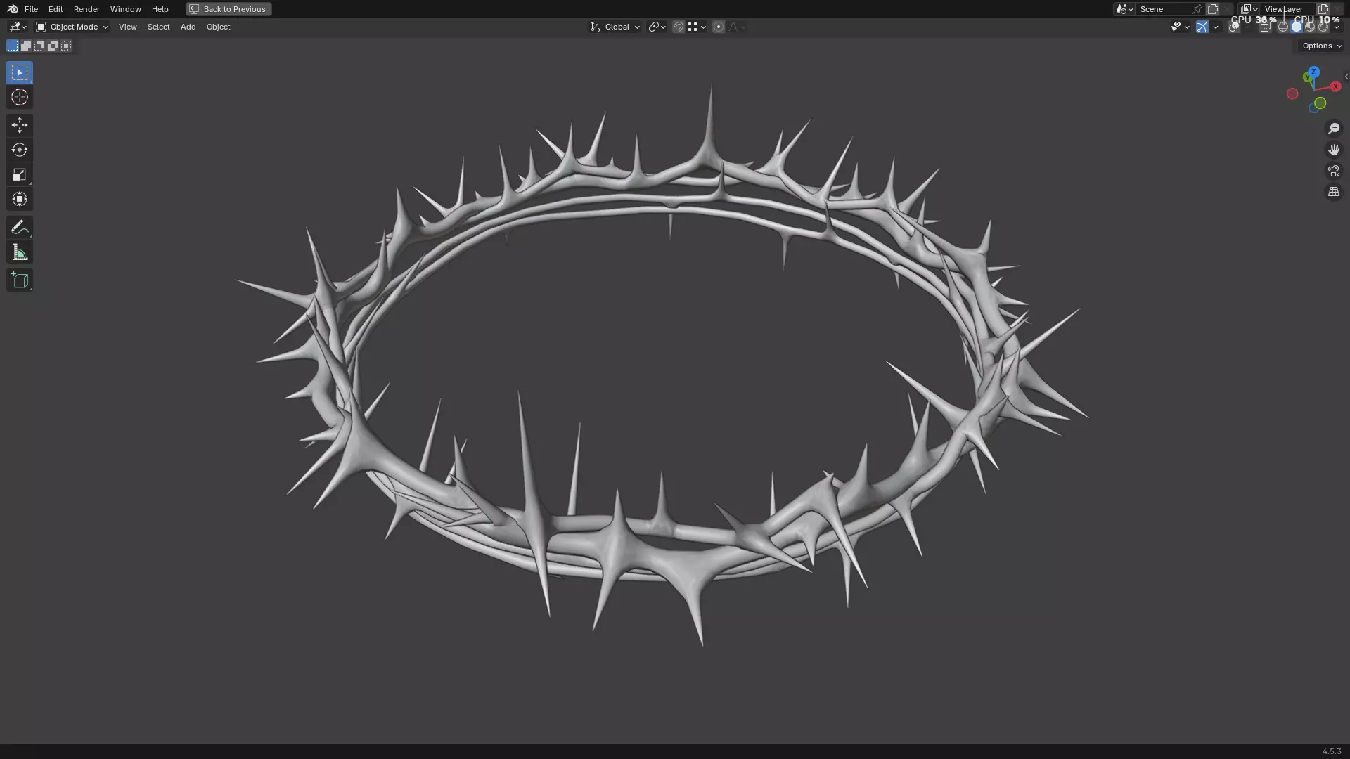 Gold Crown of Thorns PBR 3D model_20