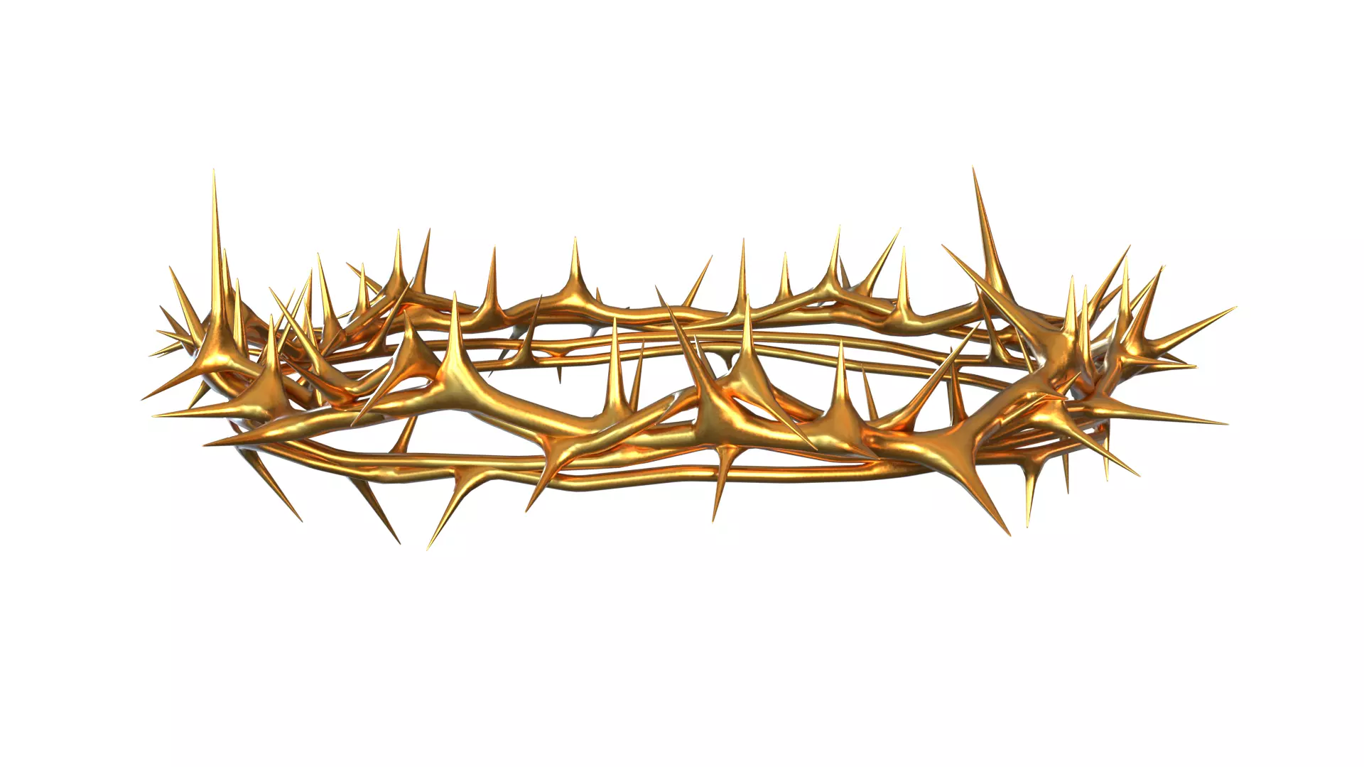 Gold Crown of Thorns PBR 3D model_1