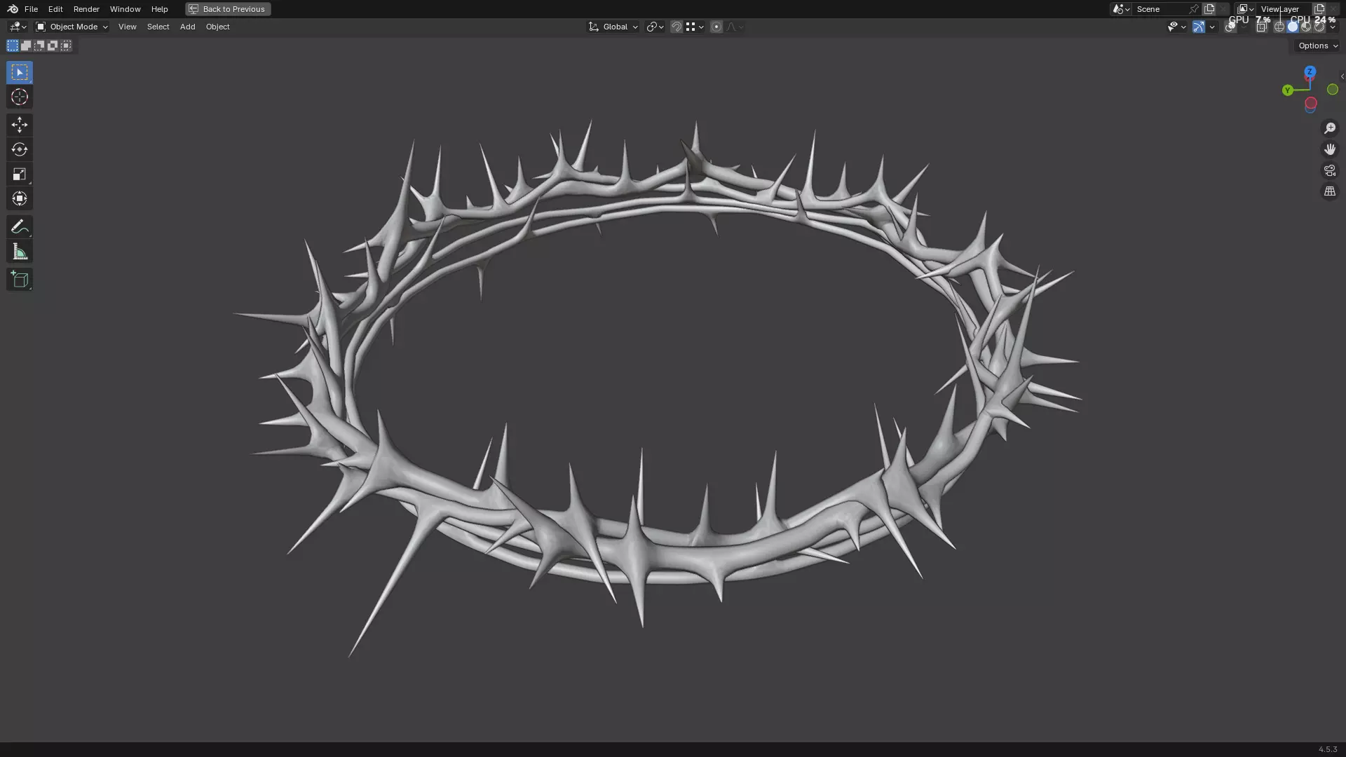 Gold Crown of Thorns PBR 3D model_21