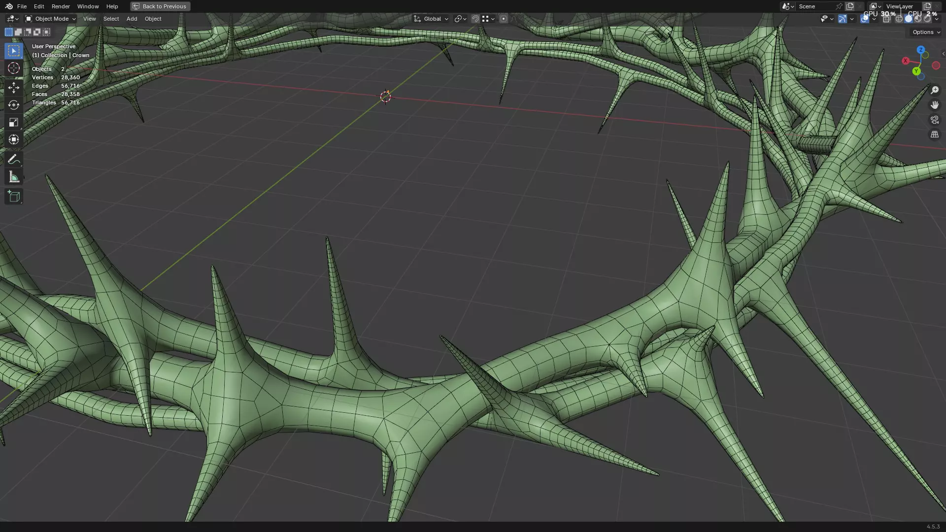 Gold Crown of Thorns PBR 3D model_49