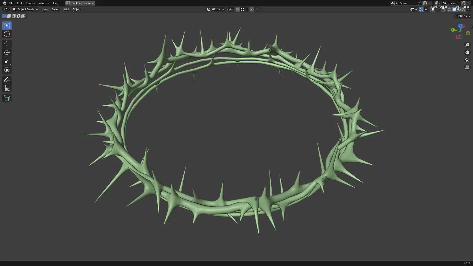 Gold Crown of Thorns PBR 3D model_25