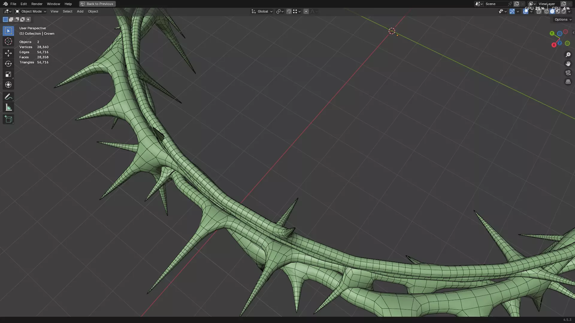 Gold Crown of Thorns PBR 3D model_51