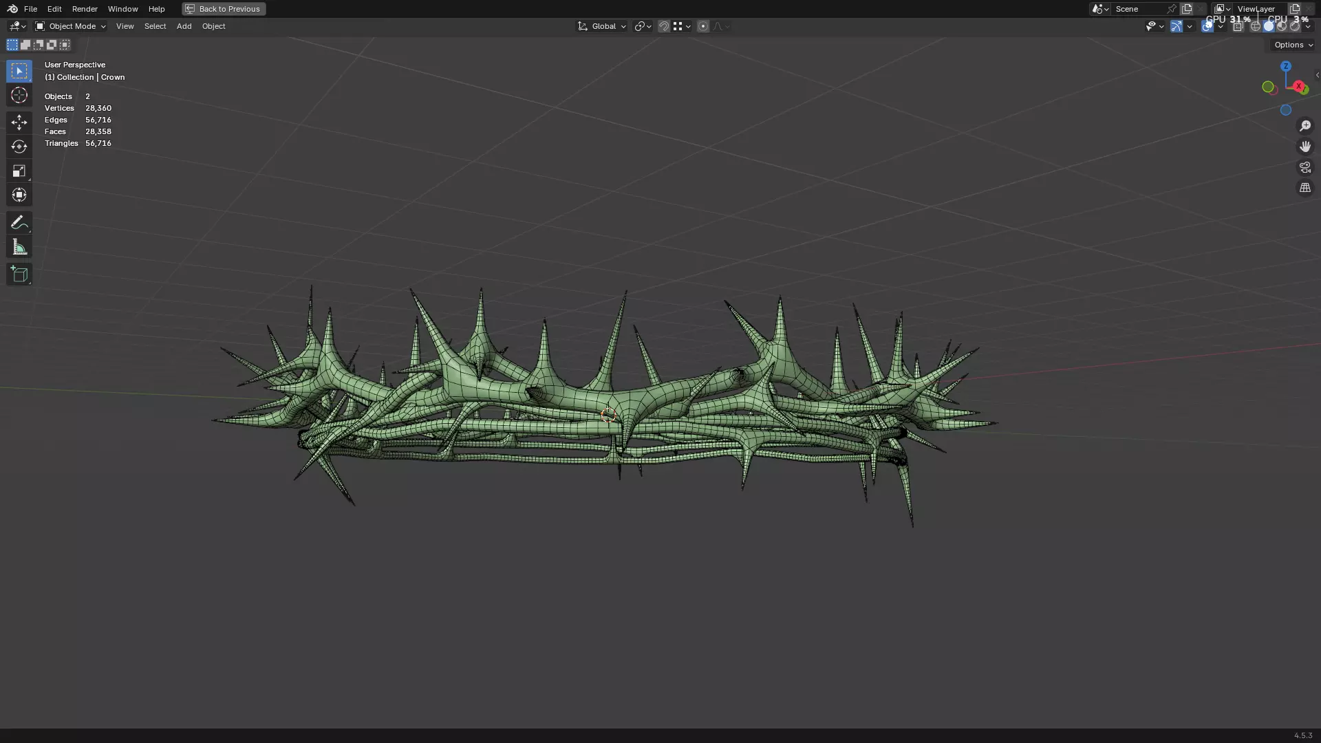 Gold Crown of Thorns PBR 3D model_45