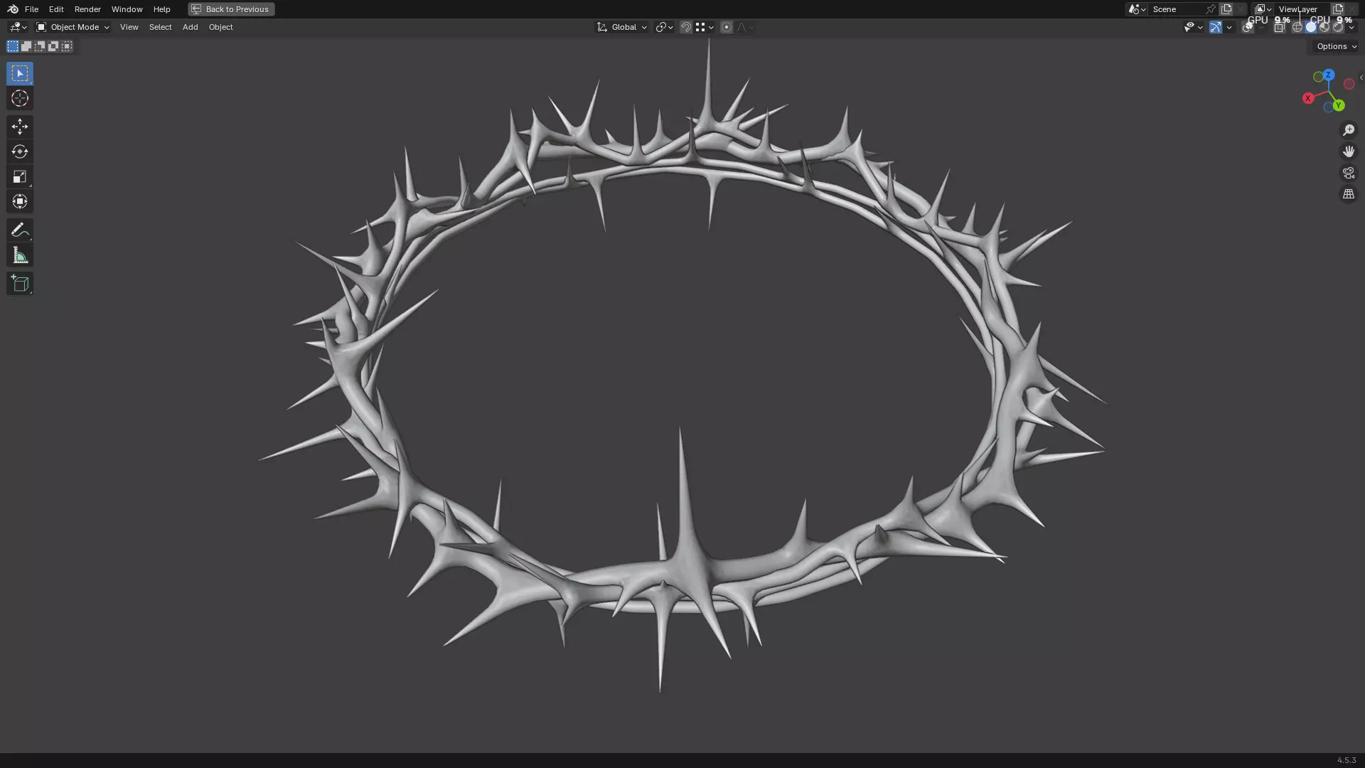 Gold Crown of Thorns PBR 3D model_22