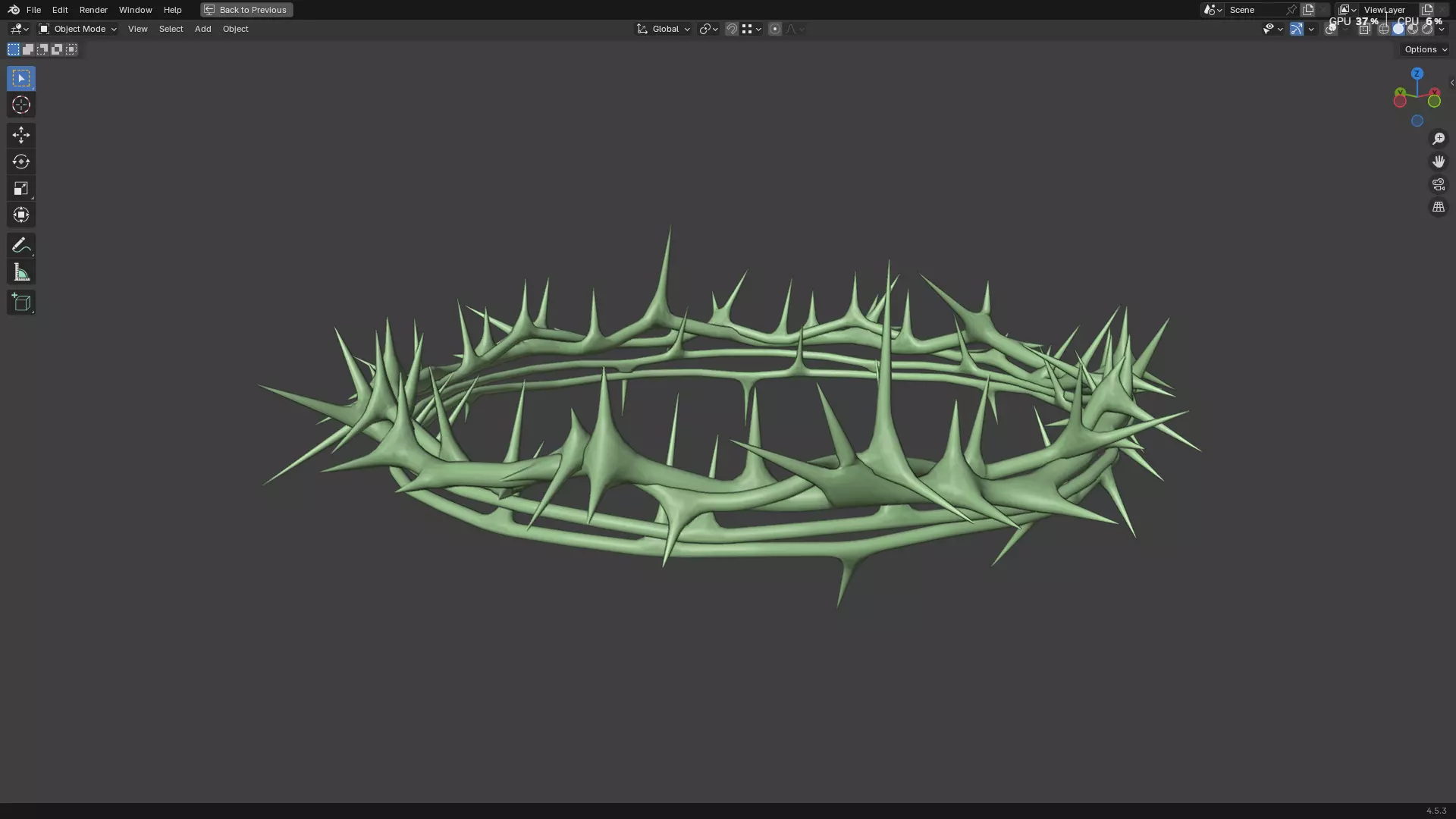 Gold Crown of Thorns PBR 3D model_31