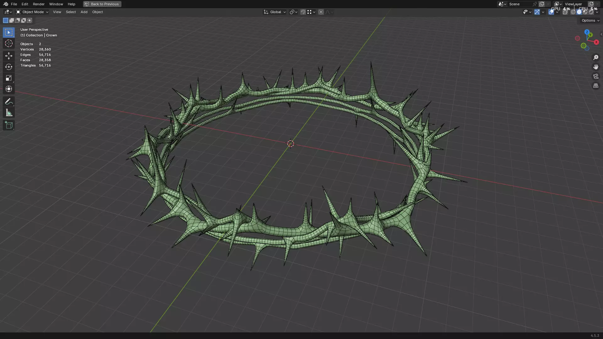 Gold Crown of Thorns PBR 3D model_47